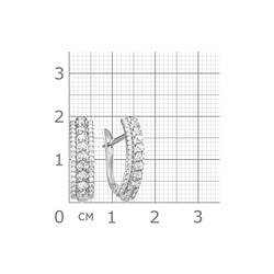 Серьги с фианитом родированные серебро 925*