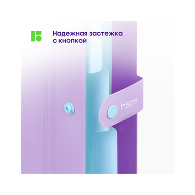 Папка 5 отделений Berlingo "Haze", А4, 600мкм, на кнопке, сиреневая, софт-тач