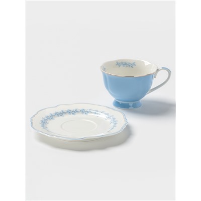 Чайная пара WY Royal blue, фарфор, 220 мл, голубая