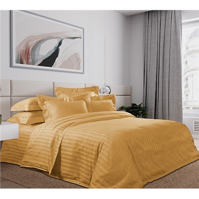 Ткань страйп-сатин / Горчичный