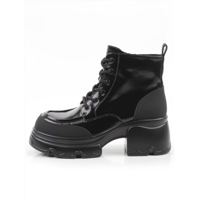 01-F591-1 BLACK Ботинки демисезонные женские (натуральная кожа, искусственная кожа)