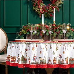 СКАТЕРТЬ КРУГЛАЯ  "ЩЕЛКУНЧИК" ,190СМ ,КРАСНЫЙ , 100%ХЛОПОК , ТВИЛ