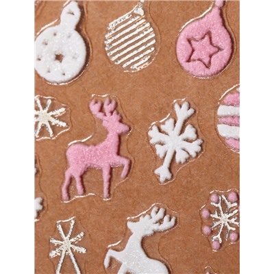 Наклейки для ногтей «Олени», объёмные, белые, розовые