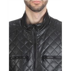 198-1 BLACK Куртка из эко-кожи мужская (50 гр. синтепон)