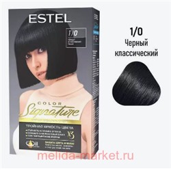 ESTEL Color Signature Стойкая Крем-гель краска для волос тон 1/0 Черный классический