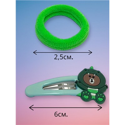 Детский набор аксессуаров для волос (2 резинки и 2 тик-так) НД4 тип 9