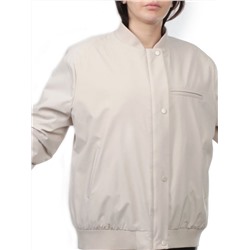 H24-608 LT. BEIGE Куртка бомбер демисезонная женская (100 гр. синтепон)