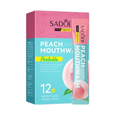 Ополаскиватель для полости рта в саше с персиковым вкусом SADOER Peach Mouthwash, 10мл*20 шт