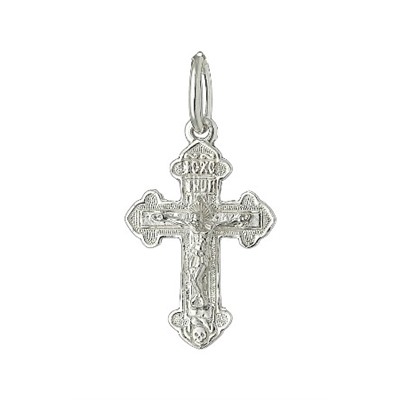 Крест из серебра литье белый