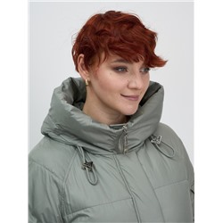 Куртка зимняя женская с капюшоном модная зеленого цвета 7341Z
