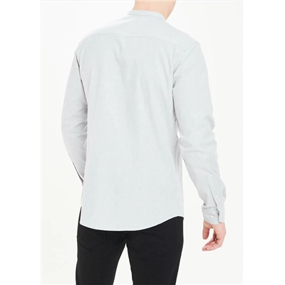 Long Sleeve Slim Fit Grandad Collar Oxford Shirt
