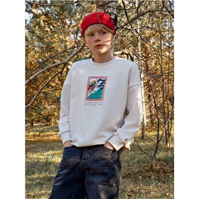 Свитшот белый песок +печать 123437/1