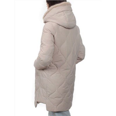 310 BEIGE Пальто зимнее стеганое женское (200 гр. холлофайбер, натуральная норка)