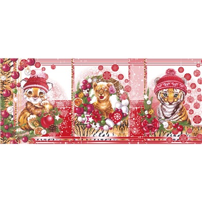 Вафельное полотно набивное / Тигрята 1