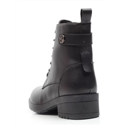 01-5573-1 BLACK Ботинки демисезонные (натуральная кожа, байка)
