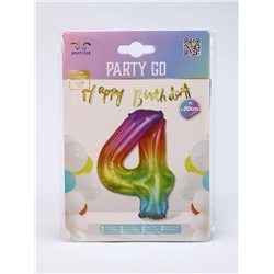 Шар фольгированный "Multicolour numbers" цифра 4, (80 см)