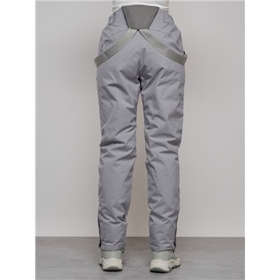 Полукомбинезон утепленный женский зимний горнолыжный светло-серого цвета 1333SS