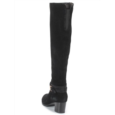 B8533-266-301 BLACK Сапоги зимние женские (натуральная замша, натуральная байка, натуральный мех)