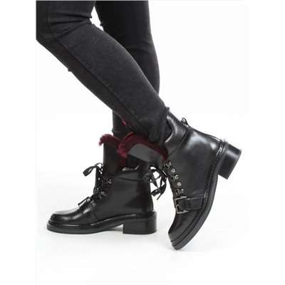 01-H001-3637-N380K BLACK Ботинки демисезонные женские (натуральная кожа, байка)