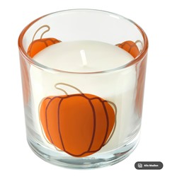 HÖSTAGILLE Duftkerze im Glas, Würziger Kürbis Klarglas/orange, 20 Std.