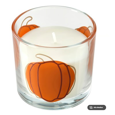 HÖSTAGILLE Duftkerze im Glas, Würziger Kürbis Klarglas/orange, 20 Std.