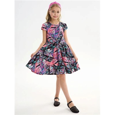 Детское платье "Птичка" / Тропики розовые