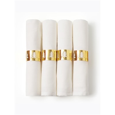 Набор сервировочных салфеток с декоративными кольцами Этель Golden deer 40х40 см - 4 шт, 100% лён