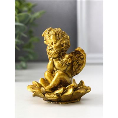 Фигурка гипс «Ангел на цветке», 8.5×7.5×7 см, золото