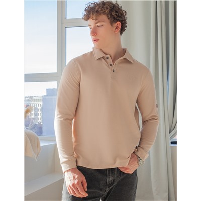 Поло из фактурного трикотажа с застежкой на пуговицы