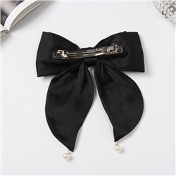 Заколка - автомат для волос «Джулия», двойной бант, 18×15 см, чёрная