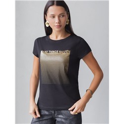 Нарядная футболка с блестящим принтом