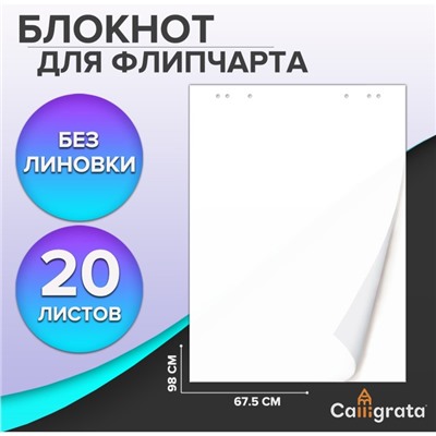 Блокнот для флипчарта Calligrata, 67.5×98 см, 20 листов, 80 г/м², белизна 92%, белый