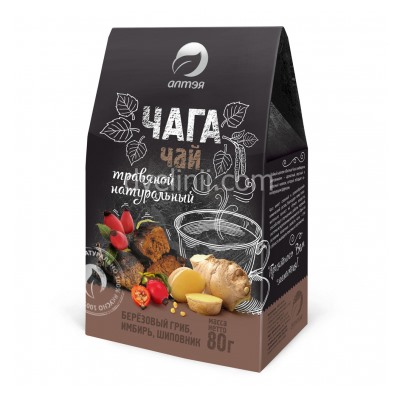 Фиточай Чага с имбирем и шиповником, 80 г