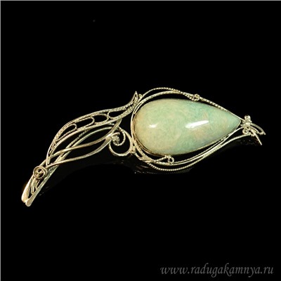 Брошь из амазонита 92*32мм