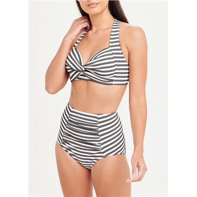 Soon Stripe High Waist Bikini Bottoms