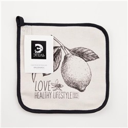 Прихватка "Love healthy" 19х19 саржа,100% хлопок,ватин 250г/м2