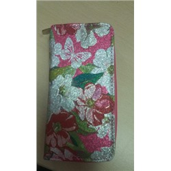 Кошелек женский искусственная кожа 7811-1, на 1 молнию, 6отд, 8карм, (цветы), розовый 216326 . Размеры:	 3 x 9 x 19 см. -