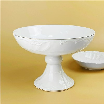 109-258 Фруктовница 26х19см на ножке КРОКУС ЗОЛОТО в под.уп.(х6)Фарфор