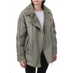902 GRAY/GREEN Куртка зимняя облегченная женская (холлоффайбер 150 гр., искусственная дубленка)