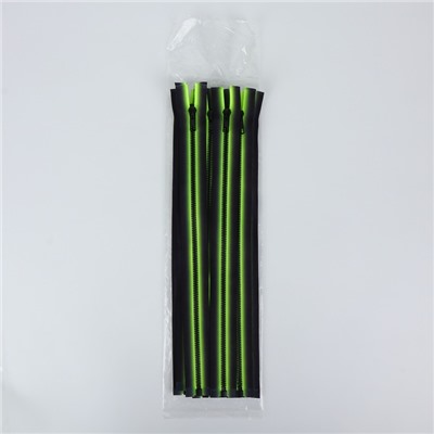 Молния «Трактор», №5, разъёмная, замок автомат, 35 см, зелёная, чёрная