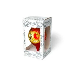 Елочная игрушка стеклянная декорированная                                "Прожектор-сосулька красный"
