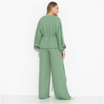 Брючный костюм из 100% вискозы, Серьезная леди (2 в 1, шалфей)