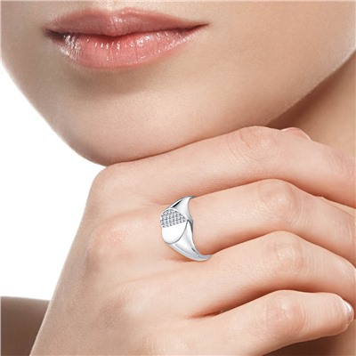 Кольцо с фианитом родированное серебро 925*