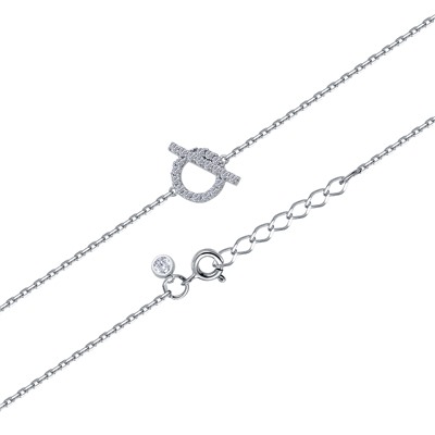 Браслет с фианитом родированный серебро 925*