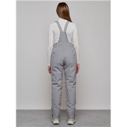 Полукомбинезон утепленный женский зимний горнолыжный светло-серого цвета 1333SS