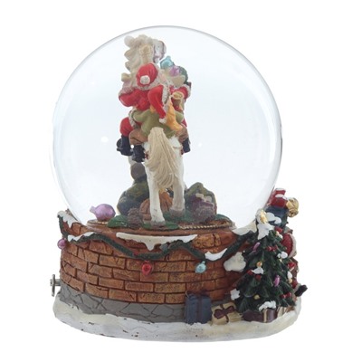 GAEM Фигурка декоративная "Дед Мороз на лошадке" в стекл шаре (ключ,муз), D 14 см, L15 W16 H18,5 см