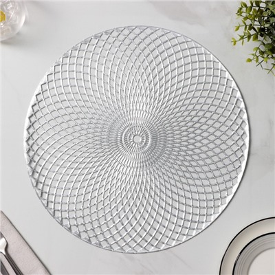 Салфетки сервировочные на стол Доляна «Вира», 4 шт., d=38 см, серебряные