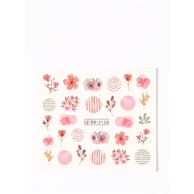 Слайдеры для ногтей «Цветочки и листочки», красные, розовые