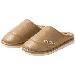 Polyurethane demi-season slippers, non-slip fleece keep warm footwear indoor