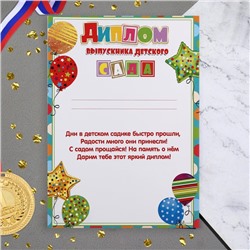 Диплом на выпускной «Выпускник Детского Сада!», 21.6×30.3 см